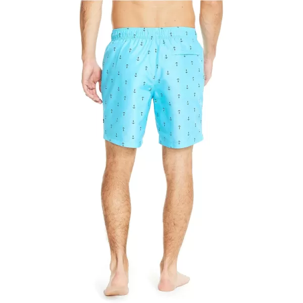 Nautica Mens Standard 8 Anchor Print QuickDry SwimMirage Blue