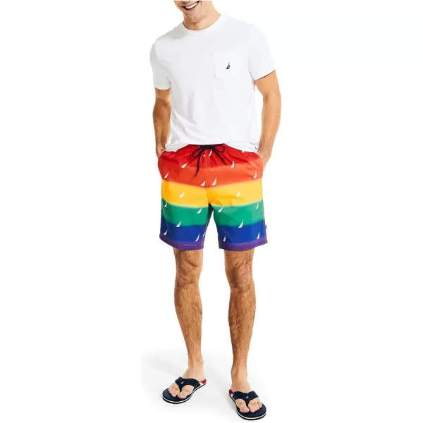 Nautica Mens Standard 8 Pride Sustainably Crafted QuickDry Swim ShortTropic Orange