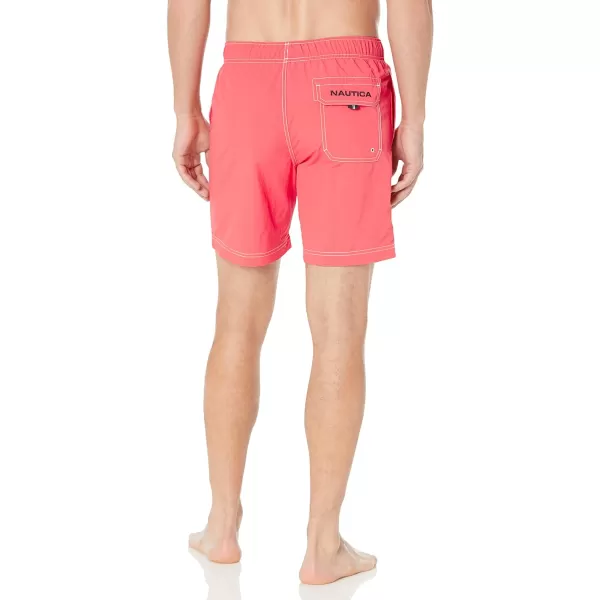 Nautica Mens Standard 8 Solid QuickDry Swim ShortPepper Red