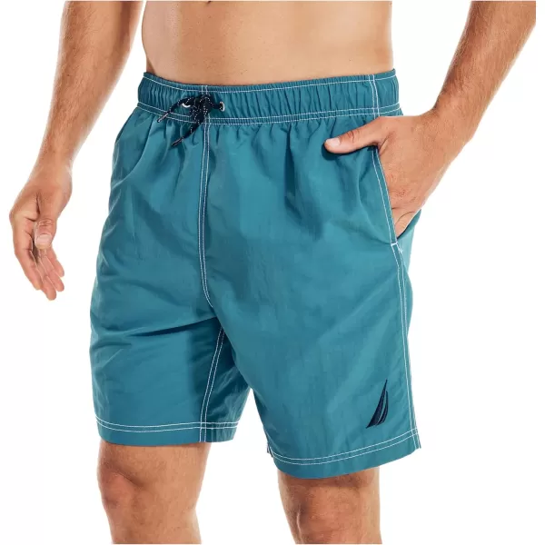 Nautica Mens Standard 8 Solid QuickDry Swim ShortRich Teal