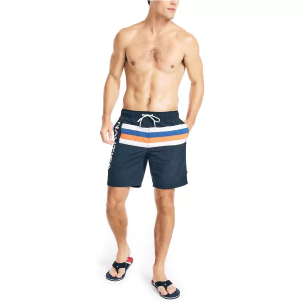 Nautica Mens Standard 8 Striped Colorblock QuickDry SwimNavy