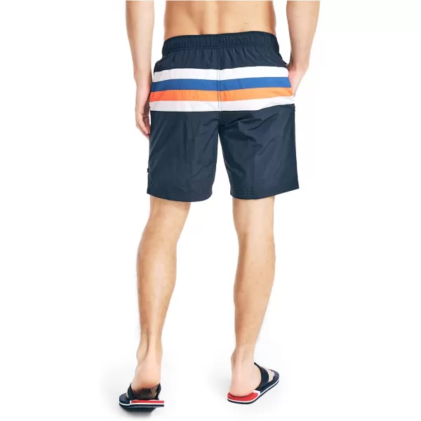 Nautica Mens Standard 8 Striped Colorblock QuickDry SwimNavy