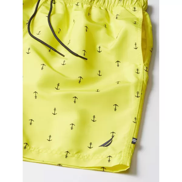 Nautica Mens Standard Quick Dry All Over Classic Anchor Print Swim TrunkBlazing Yellow