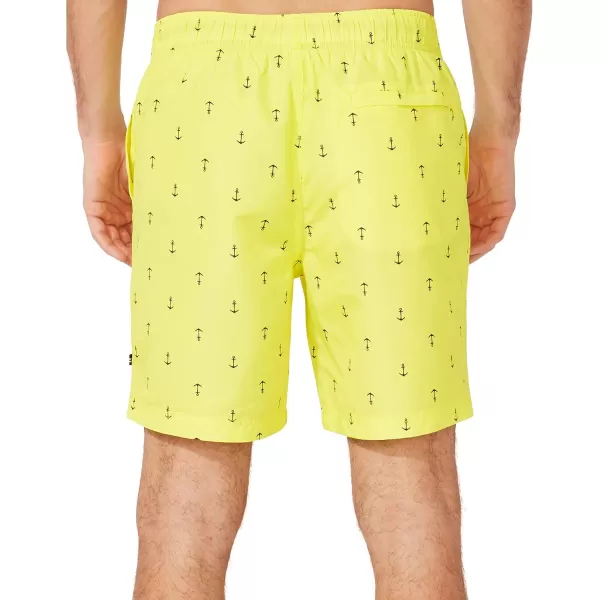 Nautica Mens Standard Quick Dry All Over Classic Anchor Print Swim TrunkBlazing Yellow