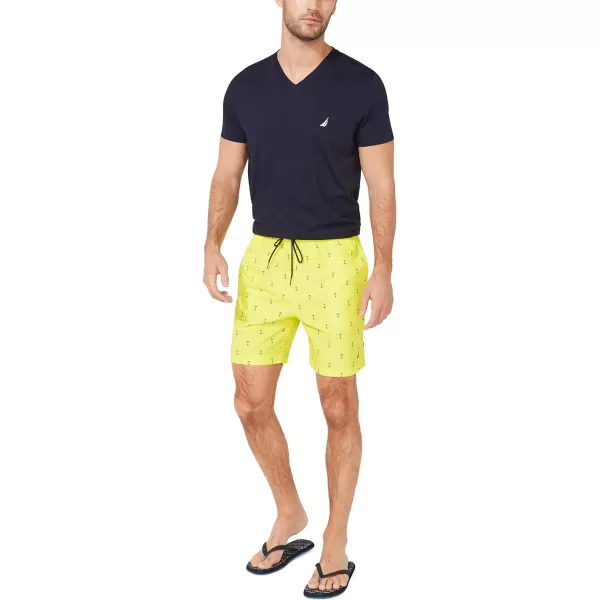 Nautica Mens Standard Quick Dry All Over Classic Anchor Print Swim TrunkBlazing Yellow