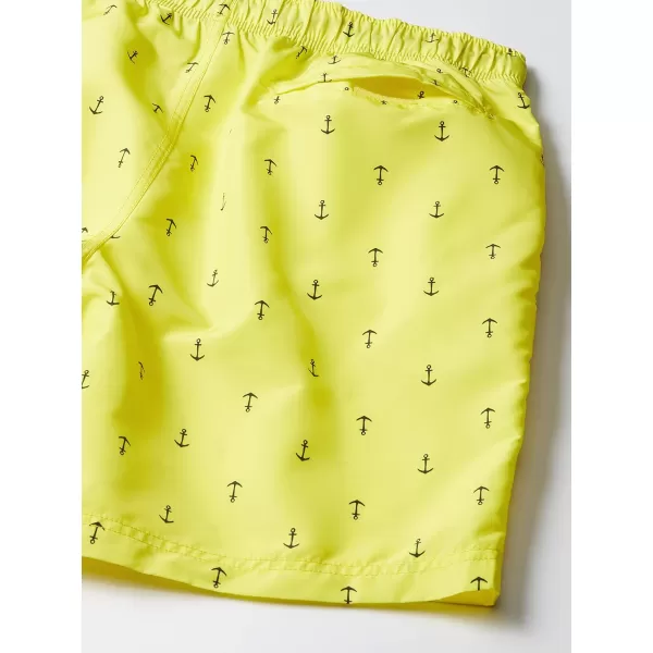 Nautica Mens Standard Quick Dry All Over Classic Anchor Print Swim TrunkBlazing Yellow