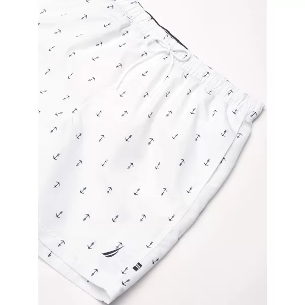 Nautica Mens Standard Quick Dry All Over Classic Anchor Print Swim TrunkBright White