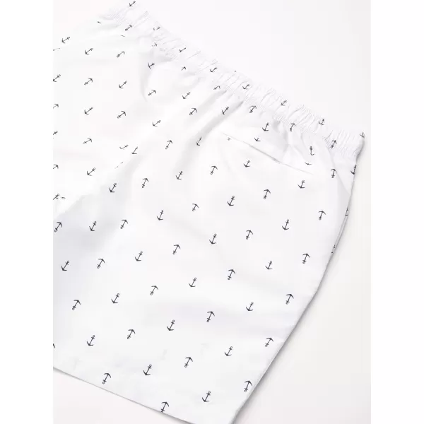 Nautica Mens Standard Quick Dry All Over Classic Anchor Print Swim TrunkBright White