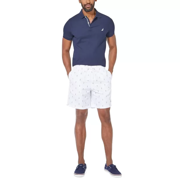 Nautica Mens Standard Quick Dry All Over Classic Anchor Print Swim TrunkBright White