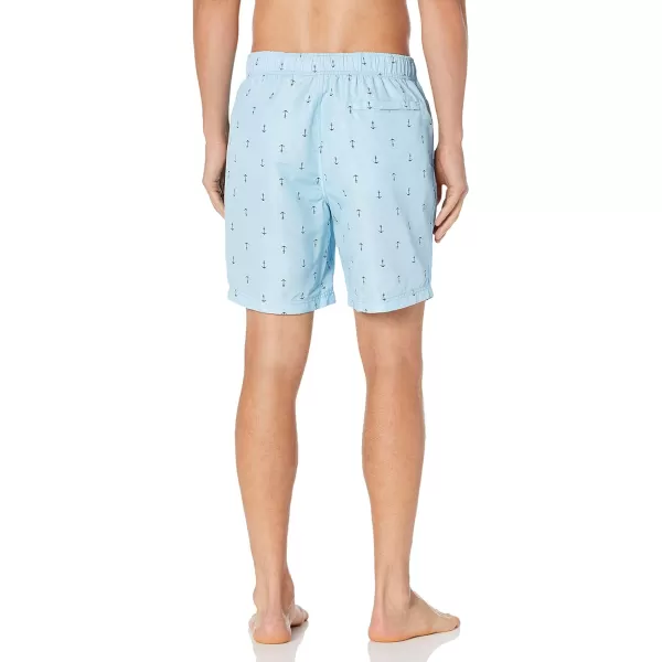 Nautica Mens Standard Quick Dry All Over Classic Anchor Print Swim TrunkCool Breeze