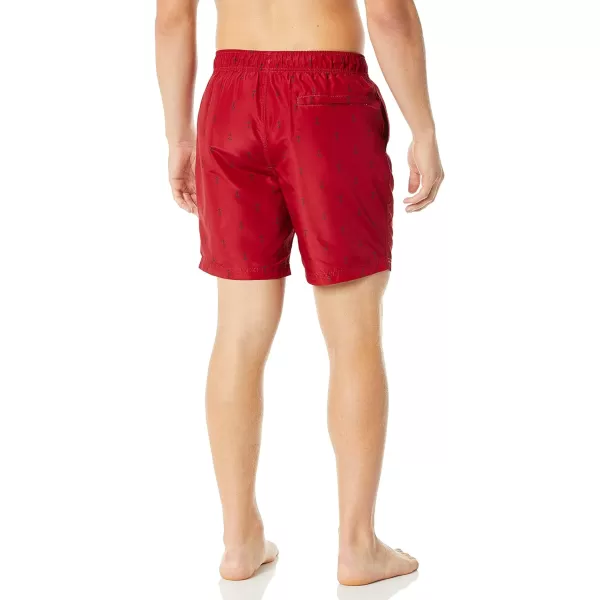 Nautica Mens Standard Quick Dry All Over Classic Anchor Print Swim TrunkNautica Red