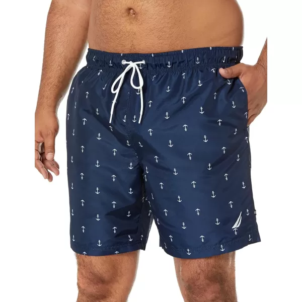 Nautica Mens Standard Quick Dry All Over Classic Anchor Print Swim TrunkNavy