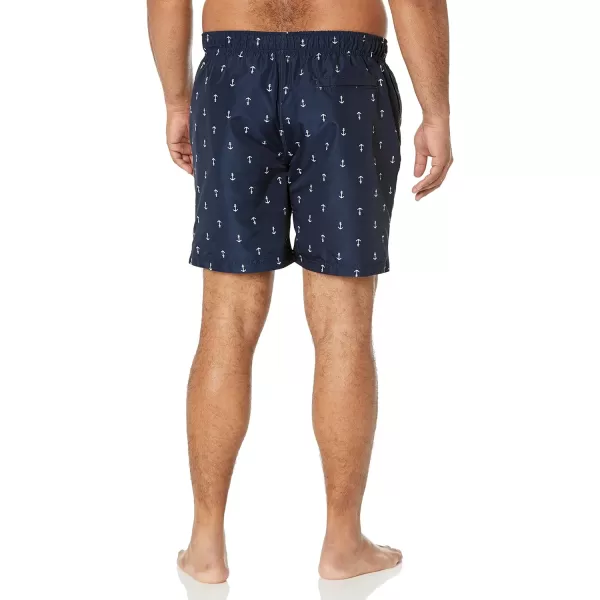 Nautica Mens Standard Quick Dry All Over Classic Anchor Print Swim TrunkNavy