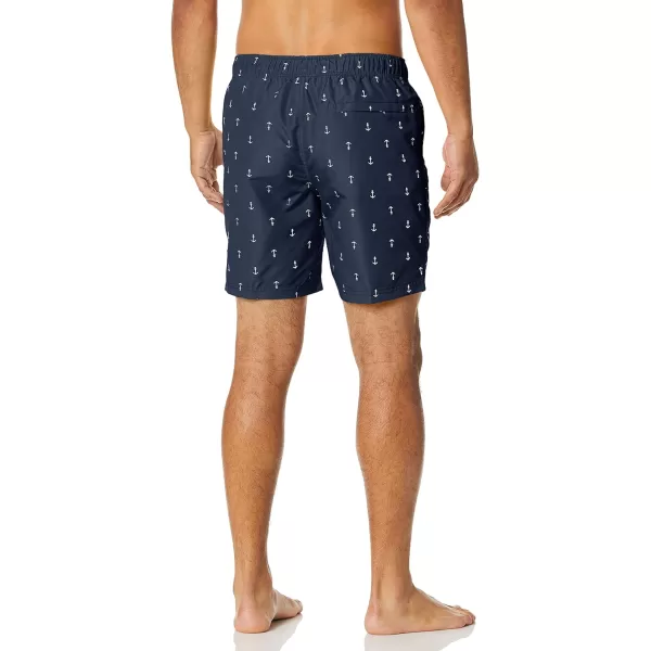 Nautica Mens Standard Quick Dry All Over Classic Anchor Print Swim TrunkNavy