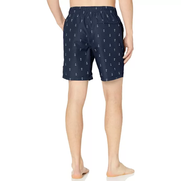 Nautica Mens Standard Quick Dry All Over Classic Anchor Print Swim TrunkNavy