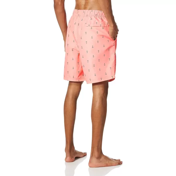 Nautica Mens Standard Quick Dry All Over Classic Anchor Print Swim TrunkPale Coral