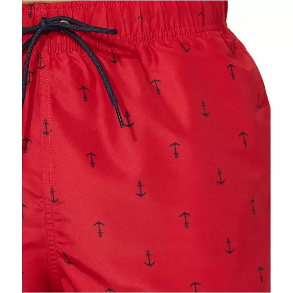 Nautica Mens Standard Quick Dry All Over Classic Anchor Print Swim TrunkRacer Red