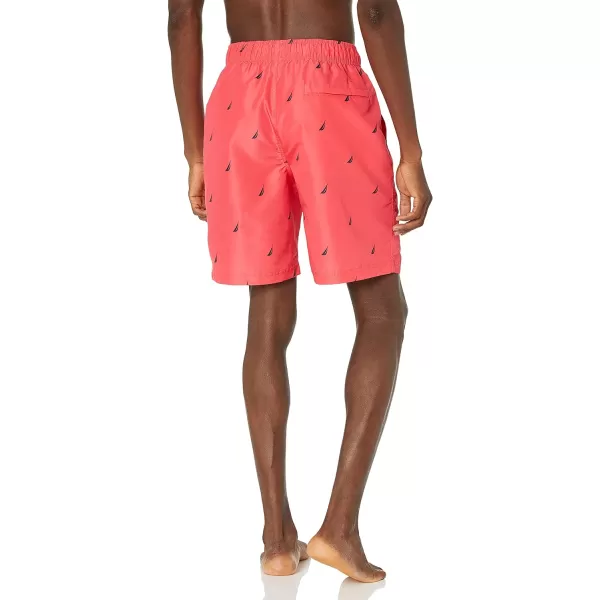 Nautica Mens Standard Quick Dry All Over JClass Sailboat Print Swim TrunkMelon Berry