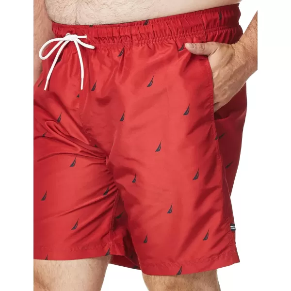 Nautica Mens Standard Quick Dry All Over JClass Sailboat Print Swim TrunkNautica Red