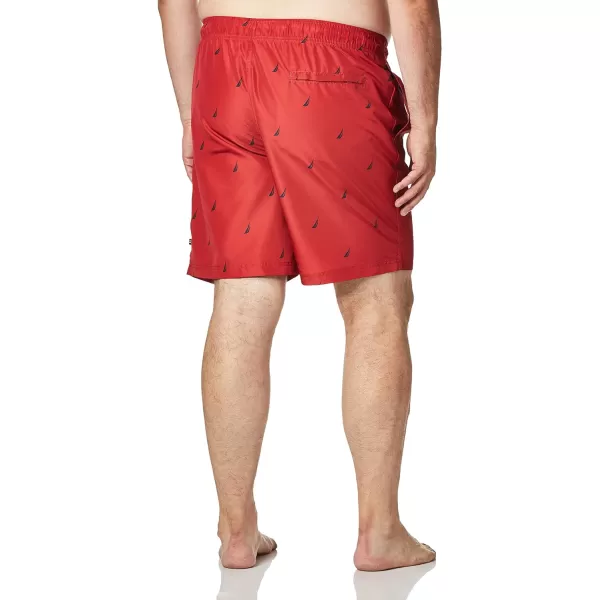 Nautica Mens Standard Quick Dry All Over JClass Sailboat Print Swim TrunkNautica Red