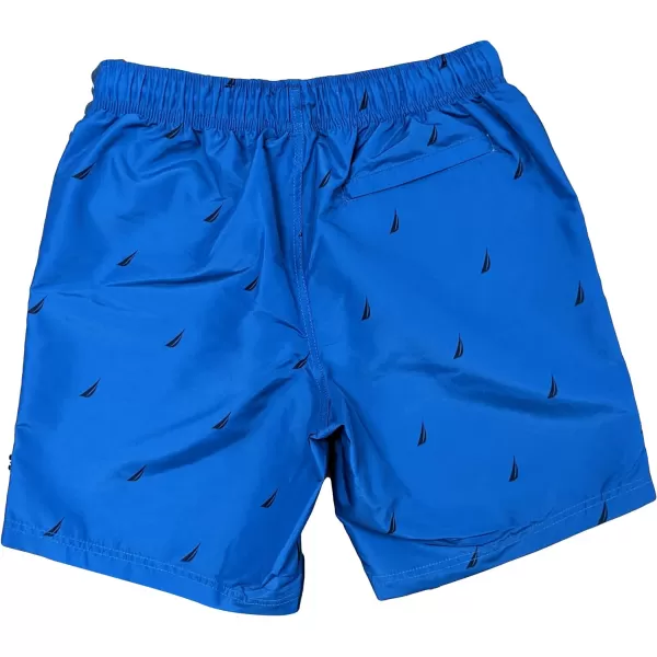 Nautica Mens Standard Quick Dry All Over JClass Sailboat Print Swim TrunkSpinner Blue