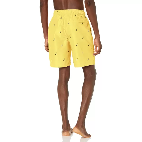 Nautica Mens Standard Quick Dry All Over JClass Sailboat Print Swim TrunkSunfish Yellow Wintl