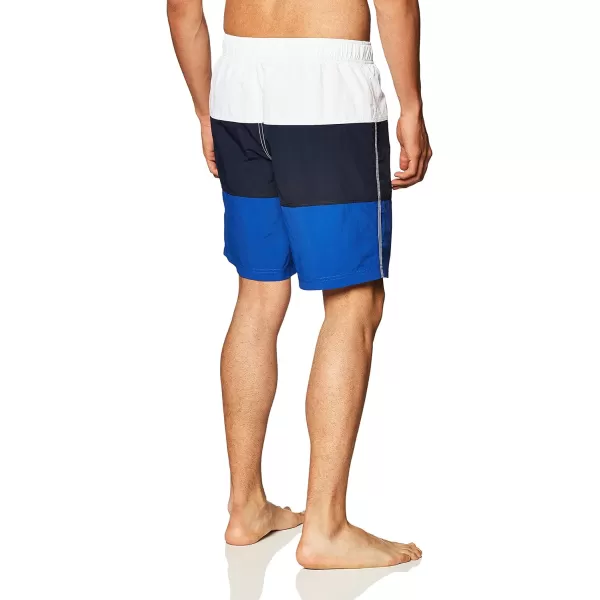 Nautica Mens Standard Quick Dry Classic Logo TriBlock Series Swim TrunkBright Cobalt