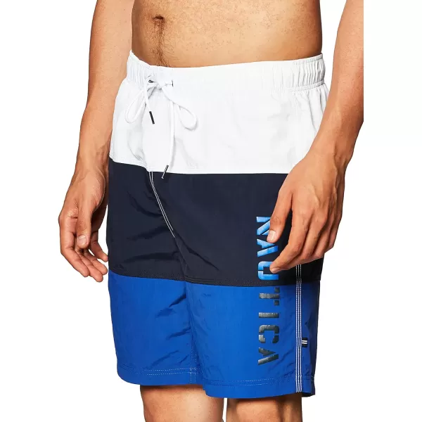 Nautica Mens Standard Quick Dry Classic Logo TriBlock Series Swim TrunkBright Cobalt