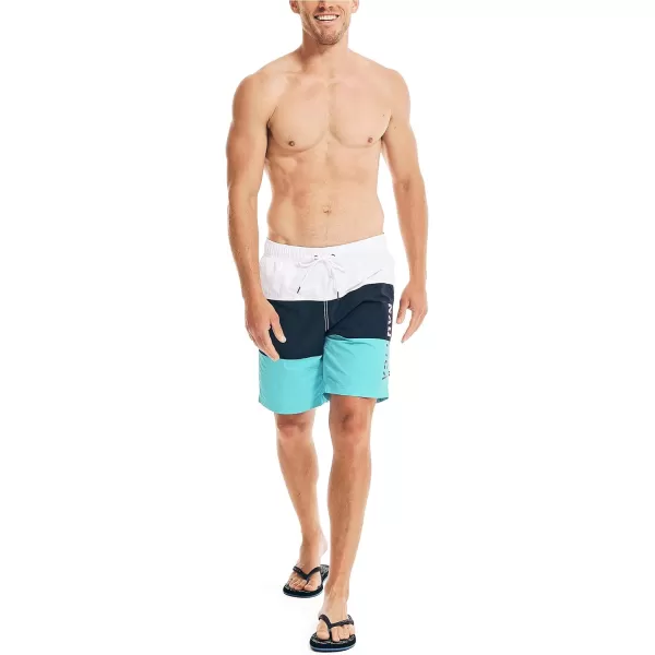 Nautica Mens Standard Quick Dry Classic Logo TriBlock Series Swim TrunkCalypso Blue