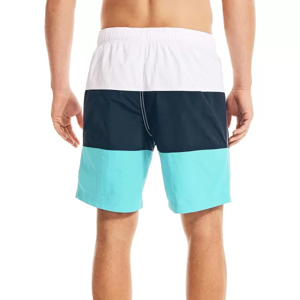 Nautica Mens Standard Quick Dry Classic Logo TriBlock Series Swim TrunkCalypso Blue