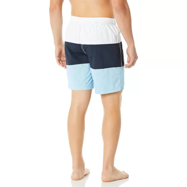 Nautica Mens Standard Quick Dry Classic Logo TriBlock Series Swim TrunkCool Breeze