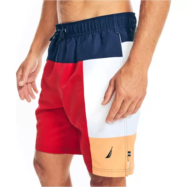 Nautica Mens Standard Sustainably Crafted 8 Colorblock SwimNautica Red