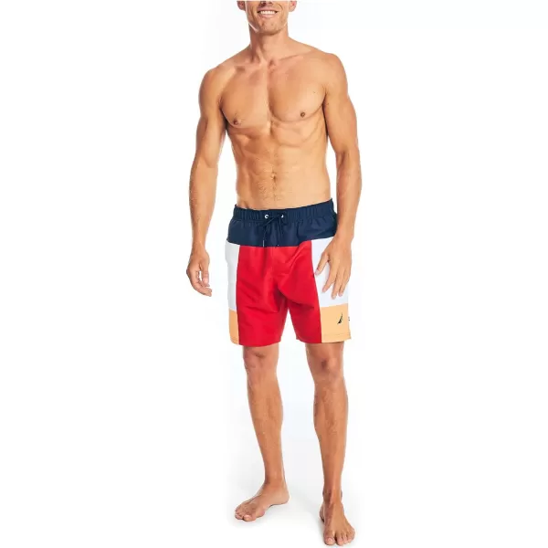 Nautica Mens Standard Sustainably Crafted 8 Colorblock SwimNautica Red