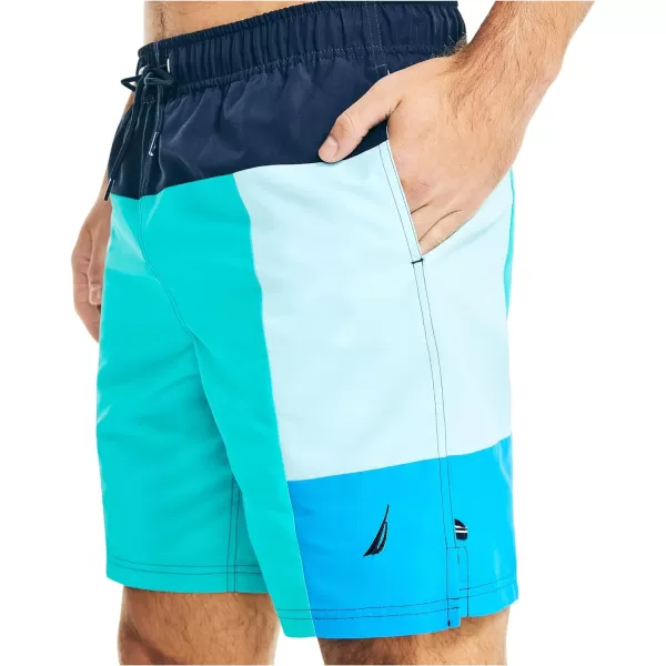 Nautica Mens Standard Sustainably Crafted 8 Colorblock SwimTropic Jade