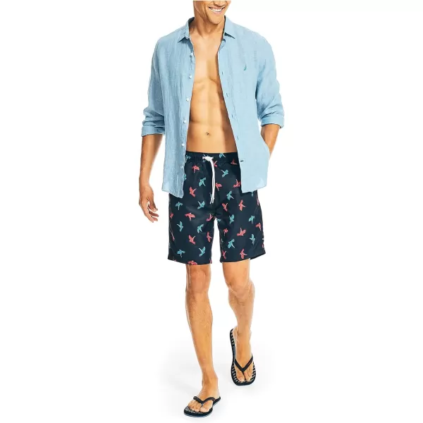 Nautica Mens Standard Sustainably Crafted 8 Parrot Print QuickDry SwimNavy