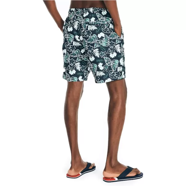 Nautica Mens Standard Sustainably Crafted 8 Tropical Print QuickDry SwimNavy