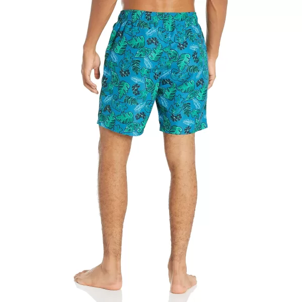 Nautica Mens Standard Sustainably Crafted 8 Tropical Print QuickDry SwimRich Teal