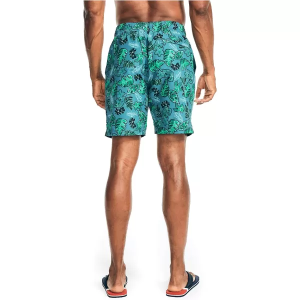 Nautica Mens Standard Sustainably Crafted 8 Tropical Print QuickDry SwimRich Teal