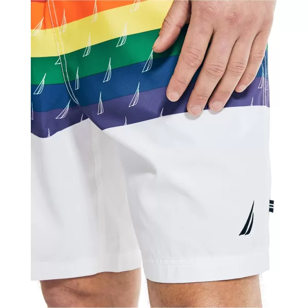 Nautica Mens Standard Sustainably Crafted Pride Swim ShortBright White