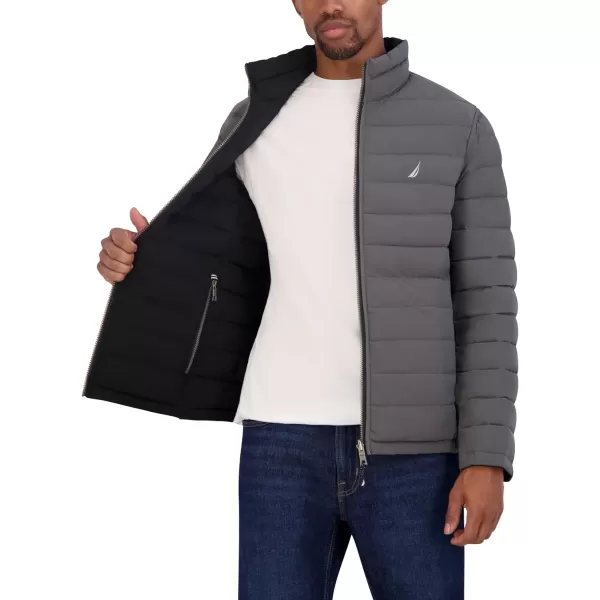 Nautica Mens Stretch Reversible Midweight Puffer Jacket Wind and Water ResistantBlack