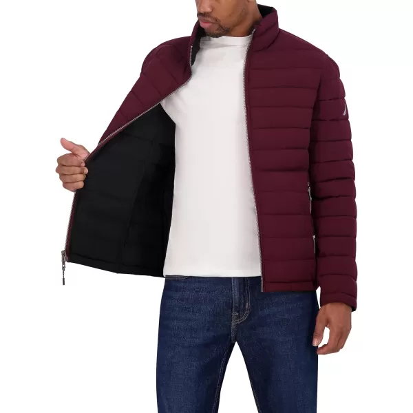 Nautica Mens Stretch Reversible Midweight Puffer Jacket Wind and Water ResistantBold Burgundy