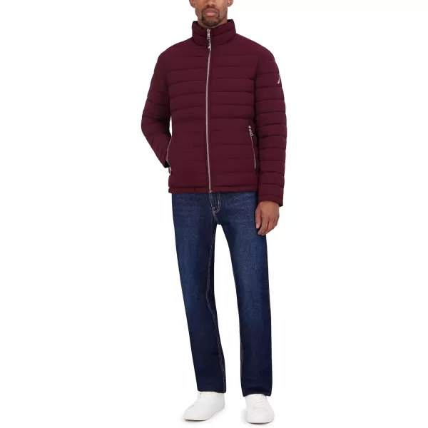 Nautica Mens Stretch Reversible Midweight Puffer Jacket Wind and Water ResistantBold Burgundy