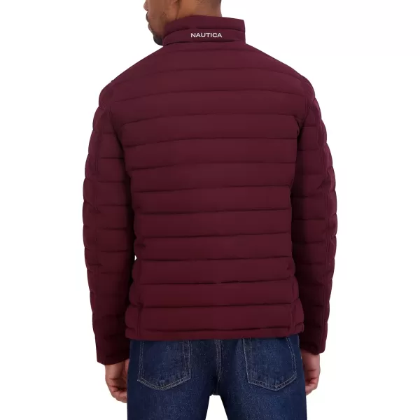 Nautica Mens Stretch Reversible Midweight Puffer Jacket Wind and Water ResistantBold Burgundy