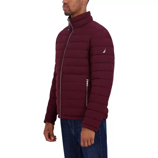 Nautica Mens Stretch Reversible Midweight Puffer Jacket Wind and Water ResistantBold Burgundy