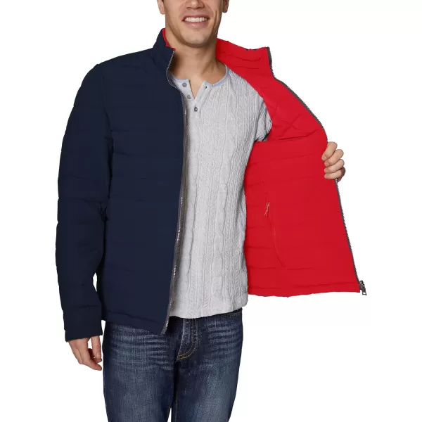 Nautica Mens Stretch Reversible Midweight Puffer Jacket Wind and Water ResistantClassic Navy