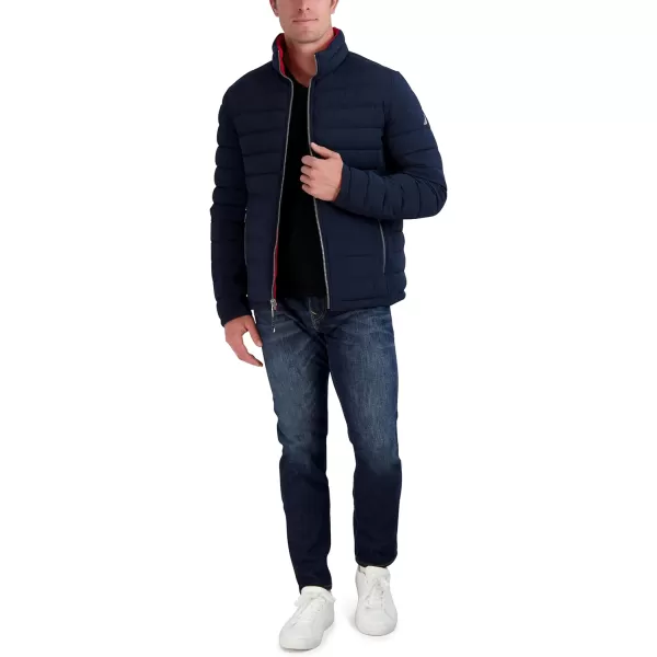 Nautica Mens Stretch Reversible Midweight Puffer Jacket Wind and Water ResistantClassic Navy