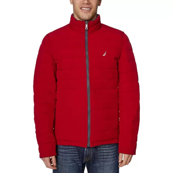Nautica Mens Stretch Reversible Midweight Puffer Jacket Wind and Water ResistantClassic Navy