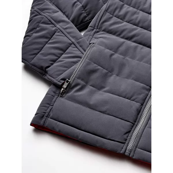 Nautica Mens Stretch Reversible Midweight Puffer Jacket Wind and Water ResistantDark Grey