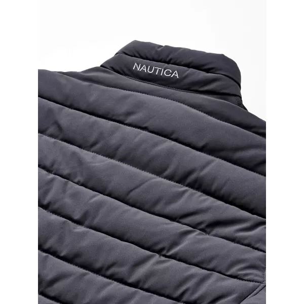 Nautica Mens Stretch Reversible Midweight Puffer Jacket Wind and Water ResistantDark Grey