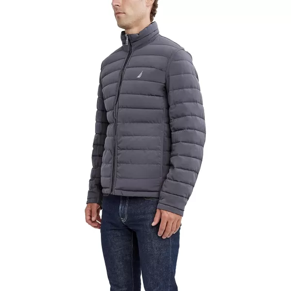 Nautica Mens Stretch Reversible Midweight Puffer Jacket Wind and Water ResistantDeep Black